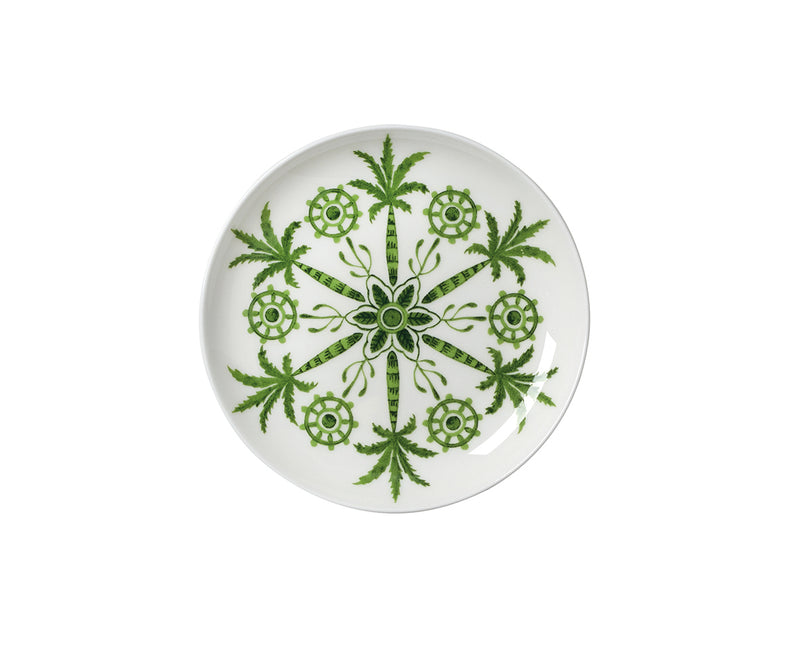 4.57" Coupe Butter Dish Sultans Garden Green