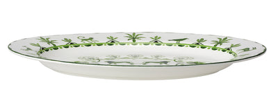 14.5" Oval Rimmed Platter Sultans Garden Green